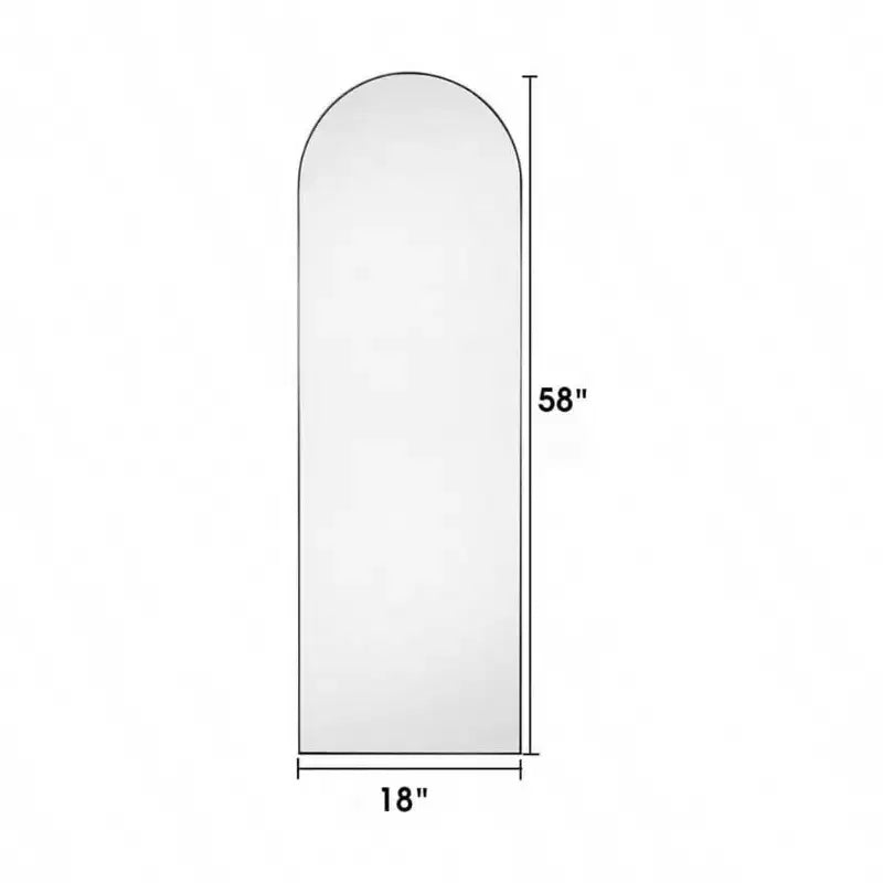 Specchio ad arco a figura intera con cornice in alluminio, 58 x 18 pollici