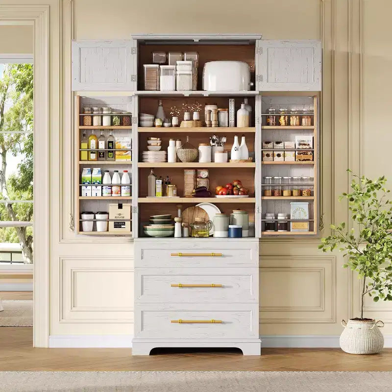 Dispensa da Cucina Coloniale 78,2" – 6 Ante, 8 Ripiani e Cassetto Nascosto