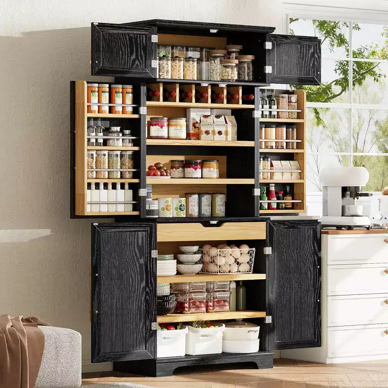 Dispensa da Cucina Coloniale 78,2" – 6 Ante, 8 Ripiani e Cassetto Nascosto