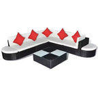 vidaXL 8 Piece Patio Lounge Set with Cushions Poly Rattan Black