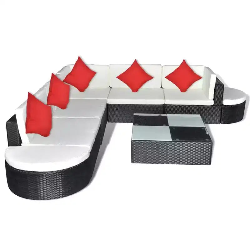vidaXL Salotto da Giardino 8 pz con Cuscini in Poly Rattan Nero