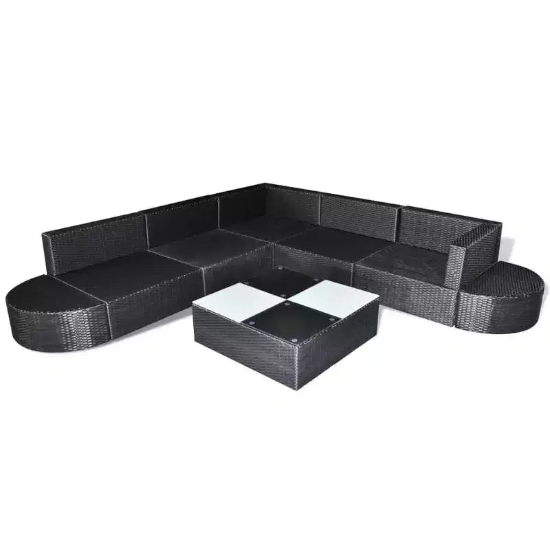 vidaXL Salotto da Giardino 8 pz con Cuscini in Poly Rattan Nero
