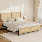 Struttura letto in rattan Boho con testiera – Una piazza e mezza, Queen, King