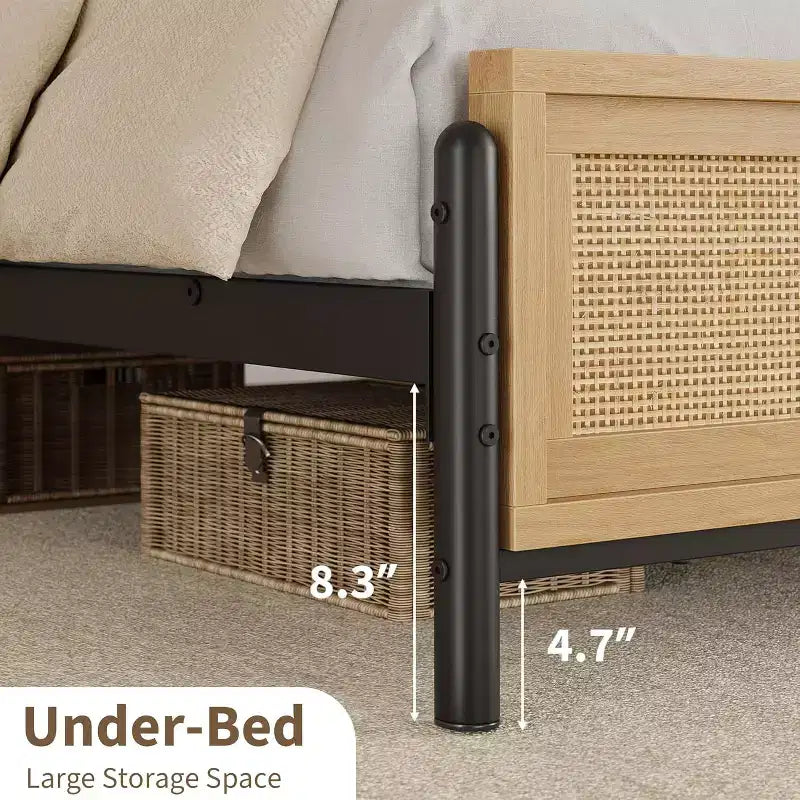 Struttura letto in rattan Boho con testiera – Una piazza e mezza, Queen, King