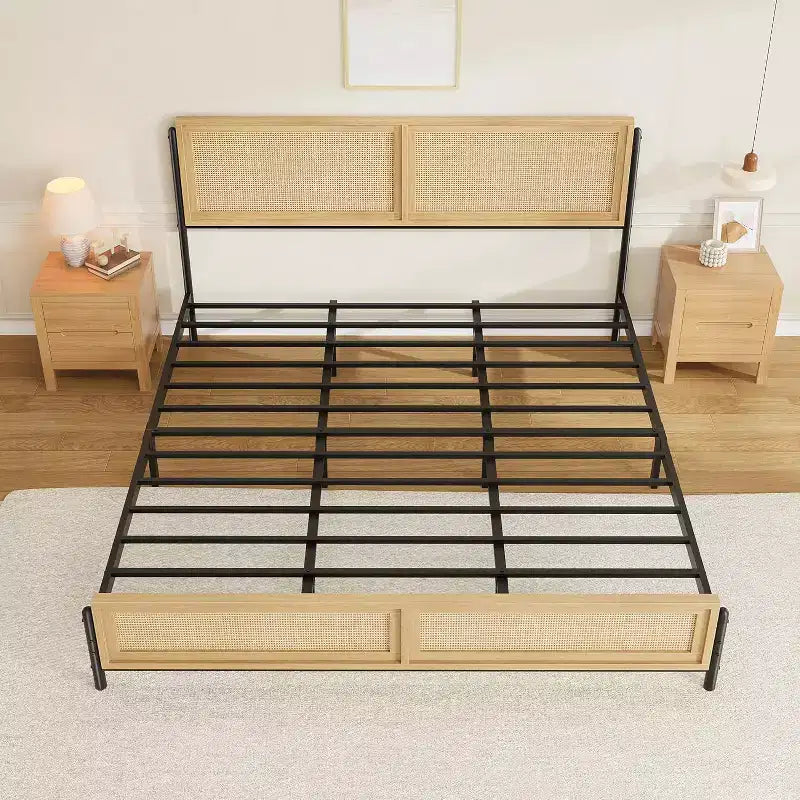 Struttura letto in rattan Boho con testiera – Una piazza e mezza, Queen, King