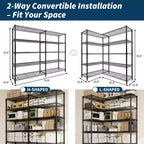 Scaffale metallico regolabile a 5 ripiani – Scaffale resistente largo 180 cm