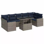 vidaXL Patio Sofa Set with Cushions Poly Rattan Acacia