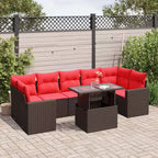 vidaXL Salotto da Giardino con Cuscini in Polirattan e Legno di Acacia