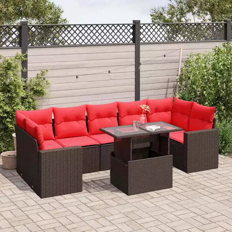 vidaXL Salotto da Giardino con Cuscini in Polirattan e Legno di Acacia