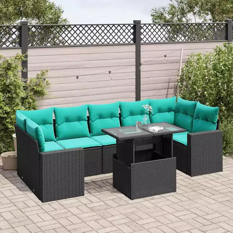 vidaXL Salotto da Giardino con Cuscini in Polirattan e Legno di Acacia
