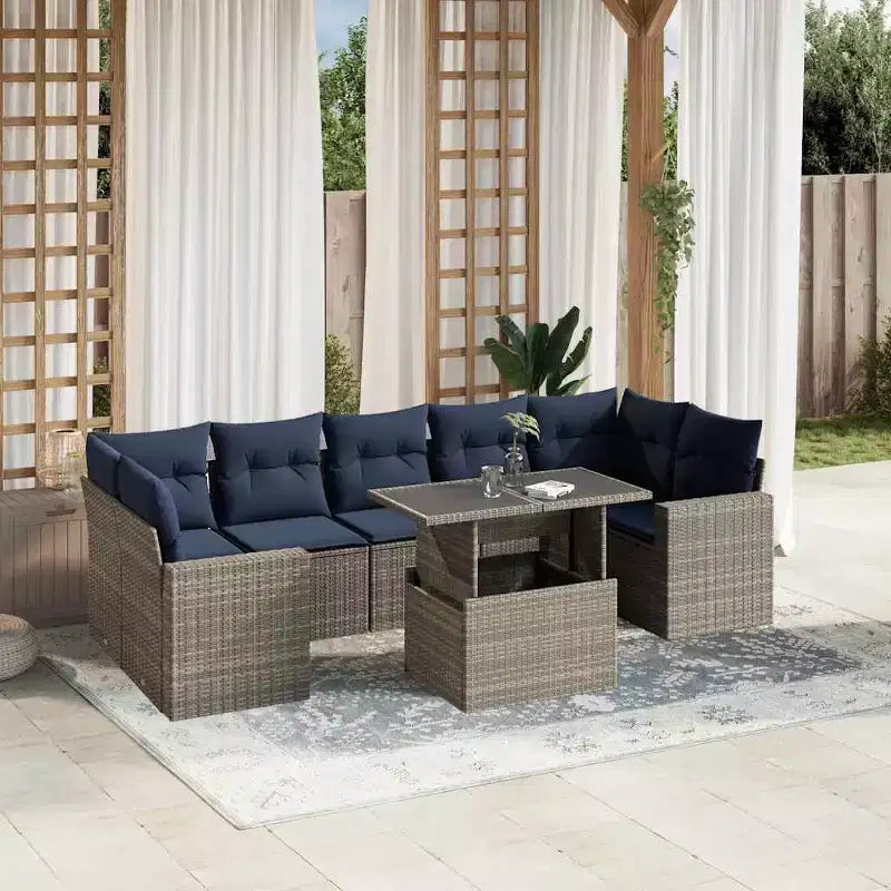 vidaXL Salotto da Giardino con Cuscini in Polirattan e Legno di Acacia