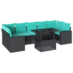 vidaXL Salotto da Giardino con Cuscini in Polirattan e Legno di Acacia