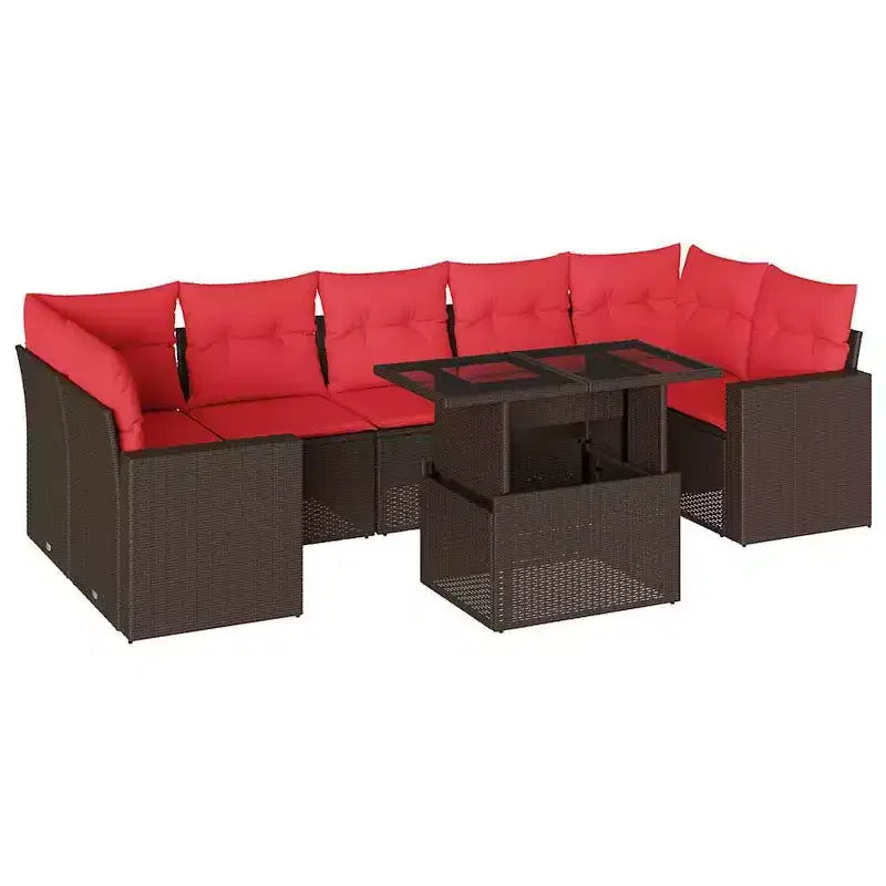 vidaXL Salotto da Giardino con Cuscini in Polirattan e Legno di Acacia