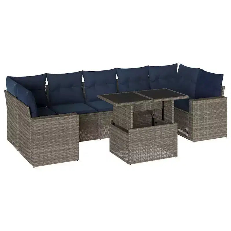vidaXL Salotto da Giardino con Cuscini in Polirattan e Legno di Acacia