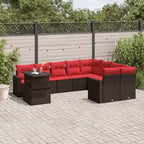 vidaXL Set Divani da Giardino con Cuscini e Tavolo Esterno 10 pz in Polyrattan