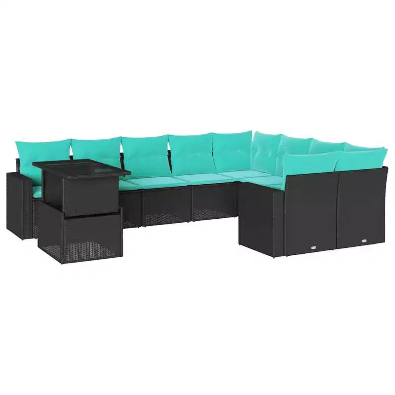 vidaXL Set Divani da Giardino con Cuscini e Tavolo Esterno 10 pz in Polyrattan