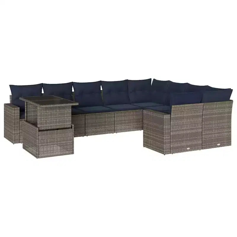 vidaXL Set Divani da Giardino con Cuscini e Tavolo Esterno 10 pz in Polyrattan