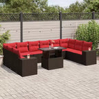 vidaXL Set Divani da Giardino con Cuscini Tavolo e Divani 11 pz in Polyrattan