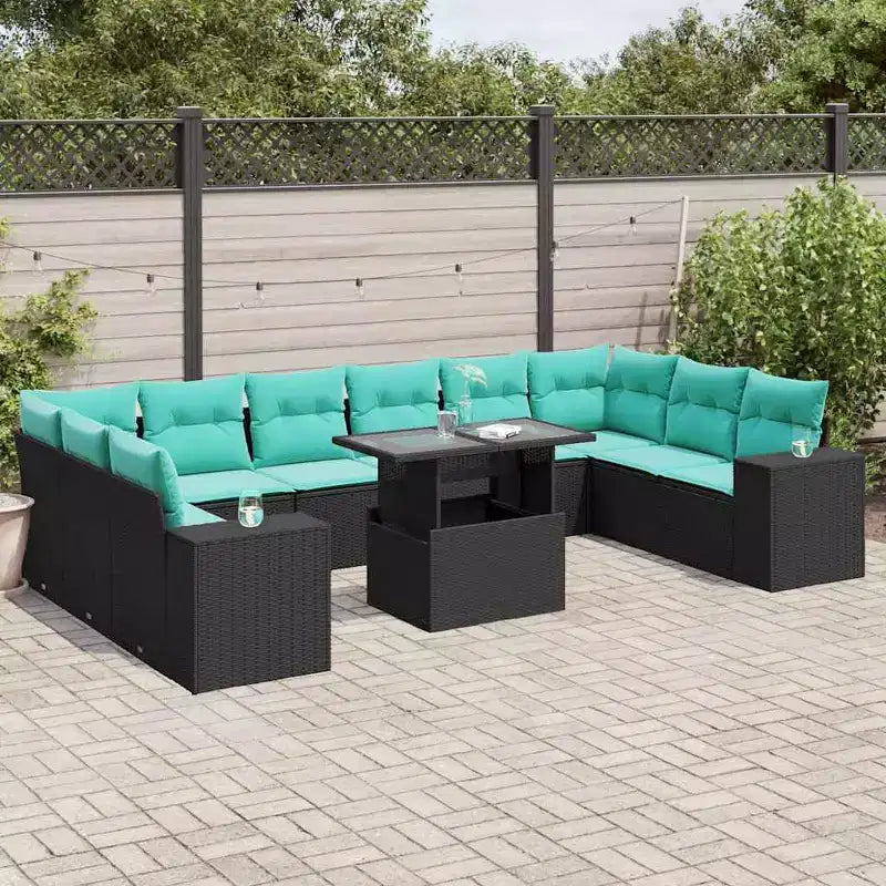 vidaXL Set Divani da Giardino con Cuscini Tavolo e Divani 11 pz in Polyrattan