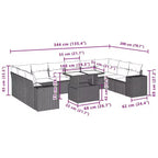 vidaXL Set Divani da Giardino con Cuscini Tavolo e Divani 11 pz in Polyrattan