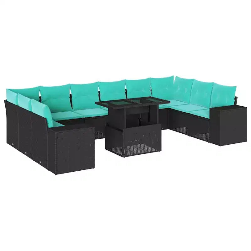vidaXL Set Divani da Giardino con Cuscini Tavolo e Divani 11 pz in Polyrattan