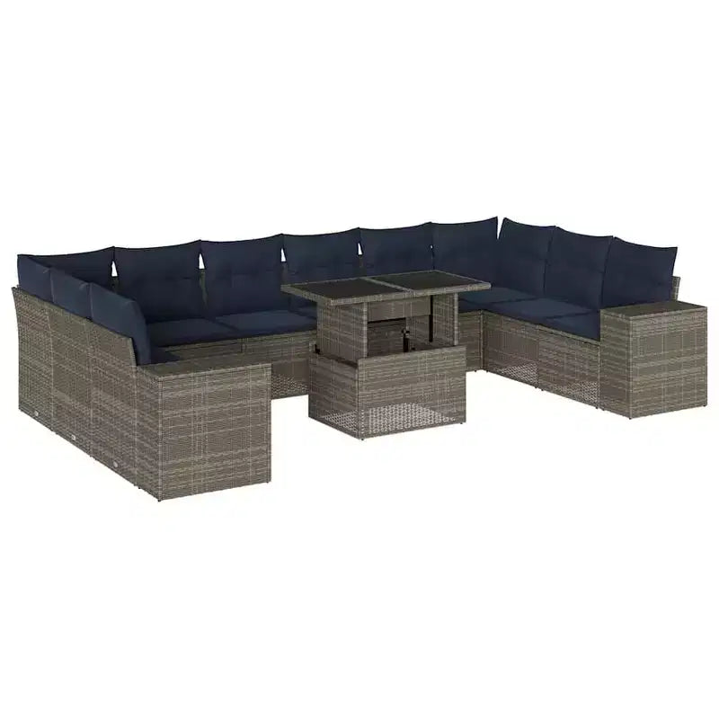 vidaXL Set Divani da Giardino con Cuscini Tavolo e Divani 11 pz in Polyrattan