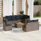 vidaXL 9 Piece Patio Sofa Set with Cushions Grey Poly Rattan (US only)