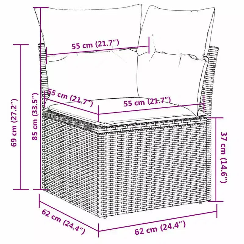 vidaXL 9 Piece Patio Sofa Set with Cushions Grey Poly Rattan (US only)