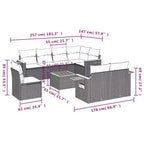 vidaXL 9 Piece Patio Sofa Set with Cushions Grey Poly Rattan (US only)