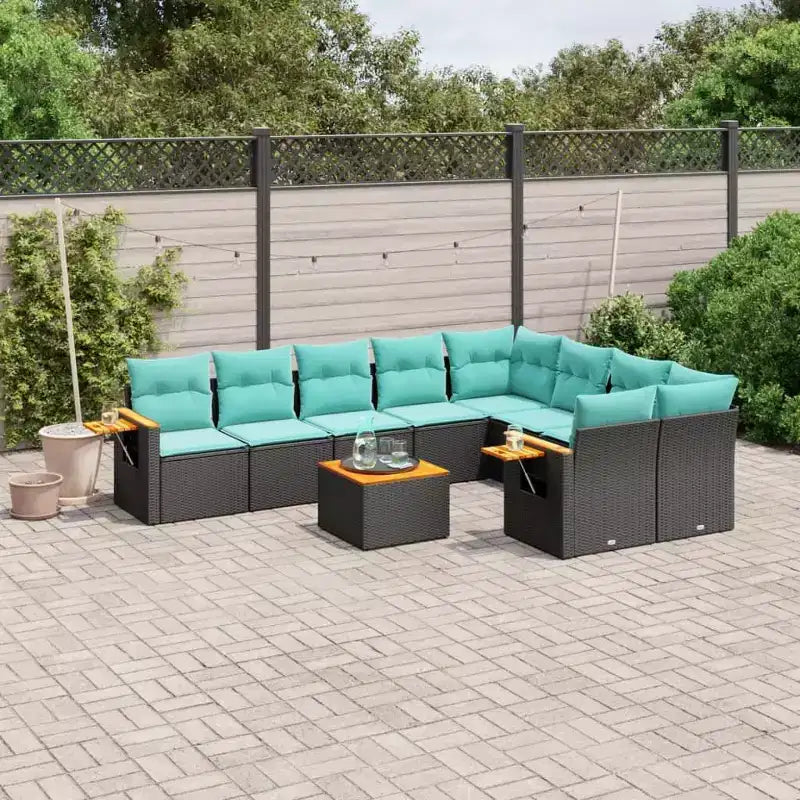 vidaXL Set Divani da Giardino 10 pz con Cuscini Nero Polyrattan (Solo USA)