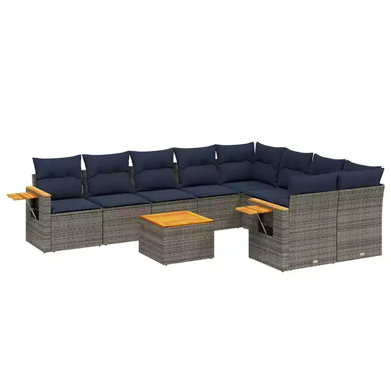 vidaXL Set Divani da Giardino 10 pz con Cuscini Nero Polyrattan (Solo USA)