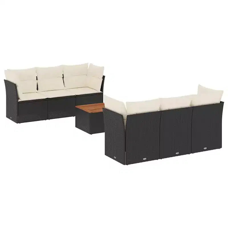 vidaXL Patio Sofa Set with Cushions Outdoor Furniture 7 Piece Poly Rattan
