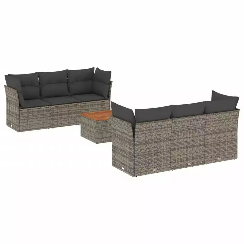 vidaXL Patio Sofa Set with Cushions Outdoor Furniture 7 Piece Poly Rattan