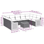 vidaXL Set Divani da Esterno 10 pz con Cuscini in Polyrattan Nero