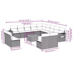 vidaXL Set Divani da Giardino 14 pz con Cuscini in Polyrattan Nero