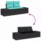 vidaXL Garden Sofa Set 4 pcs Black 55 x 62 x 69 cm Poly rattan - Black Blue