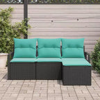 vidaXL Garden Sofa Set with Cushion 4 pcs Black and Turquoise