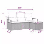 vidaXL Garden Sofa Set with Cushion 4 pcs Black and Turquoise