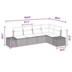 vidaXL Garden Sofa Set with Cushion 5 pcs Black and Turquoise