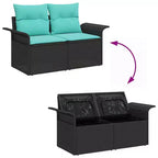 vidaXL Set Divani da Giardino con Cuscini 6 pz Nero Polyrattan