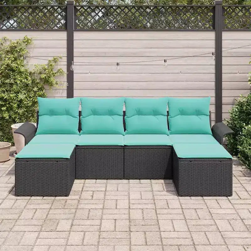 vidaXL Set Divani da Giardino con Cuscini 6 pz Nero Polyrattan