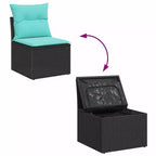 vidaXL Set Divani da Giardino con Cuscini 6 pz Nero Polyrattan