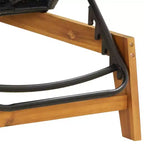 vidaXL Lettino da sole nero e marrone in rattan PE, legno massello di acacia, acciaio