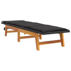 vidaXL Lettino da sole nero e marrone in rattan PE, legno massello di acacia, acciaio