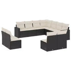 vidaXL Garden Sofa Set Black PE rattan 11 Piece Set Modular