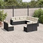 vidaXL Garden Sofa Set Black PE rattan 11 Piece Set Modular