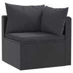 vidaXL Divano da Giardino Nero in Polyrattan, Acciaio Verniciato a Polvere, Poliestere