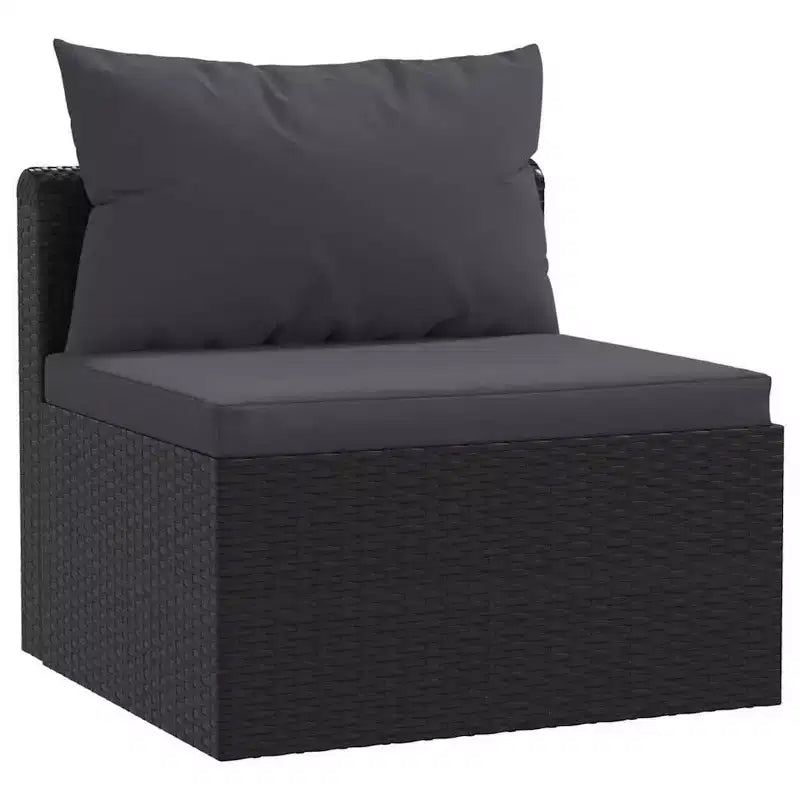 vidaXL Divano da Giardino Nero in Polyrattan, Acciaio Verniciato a Polvere, Poliestere
