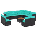 vidaXL 13 Piece Patio Sofa Set with Cushions Black Poly Rattan