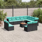 vidaXL Set divani da giardino 13 pz con cuscini Rattan PE Nero